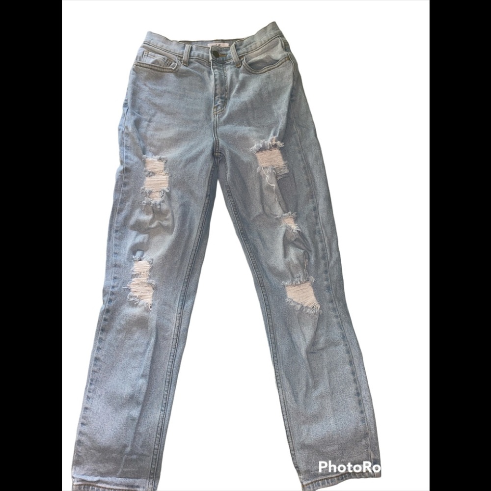 cello distressed straight leg jeans